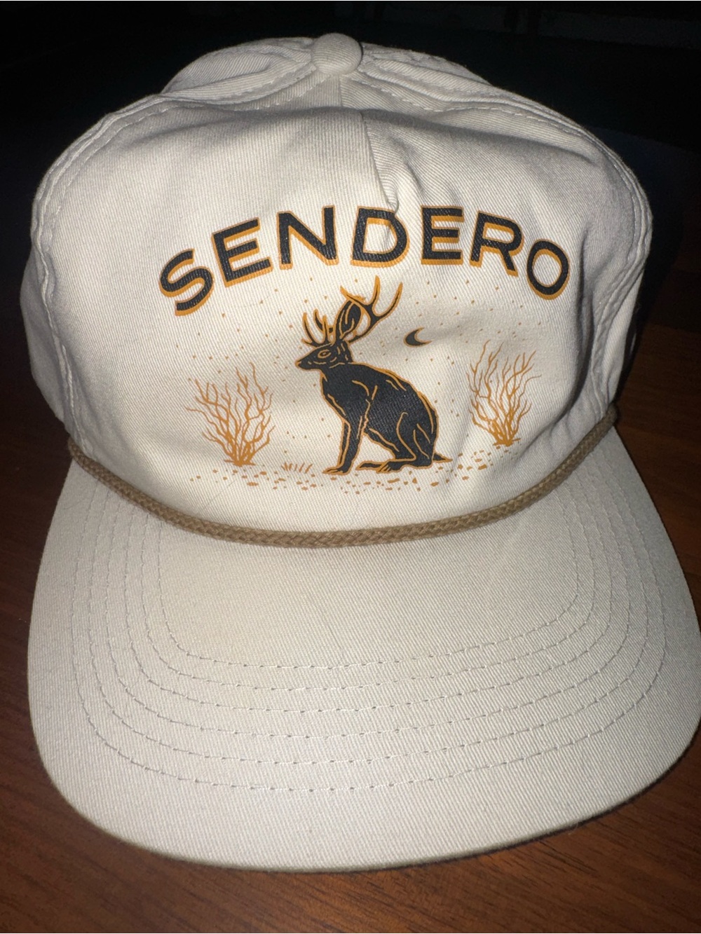Sendero White Rope-Trim Trucker Hat